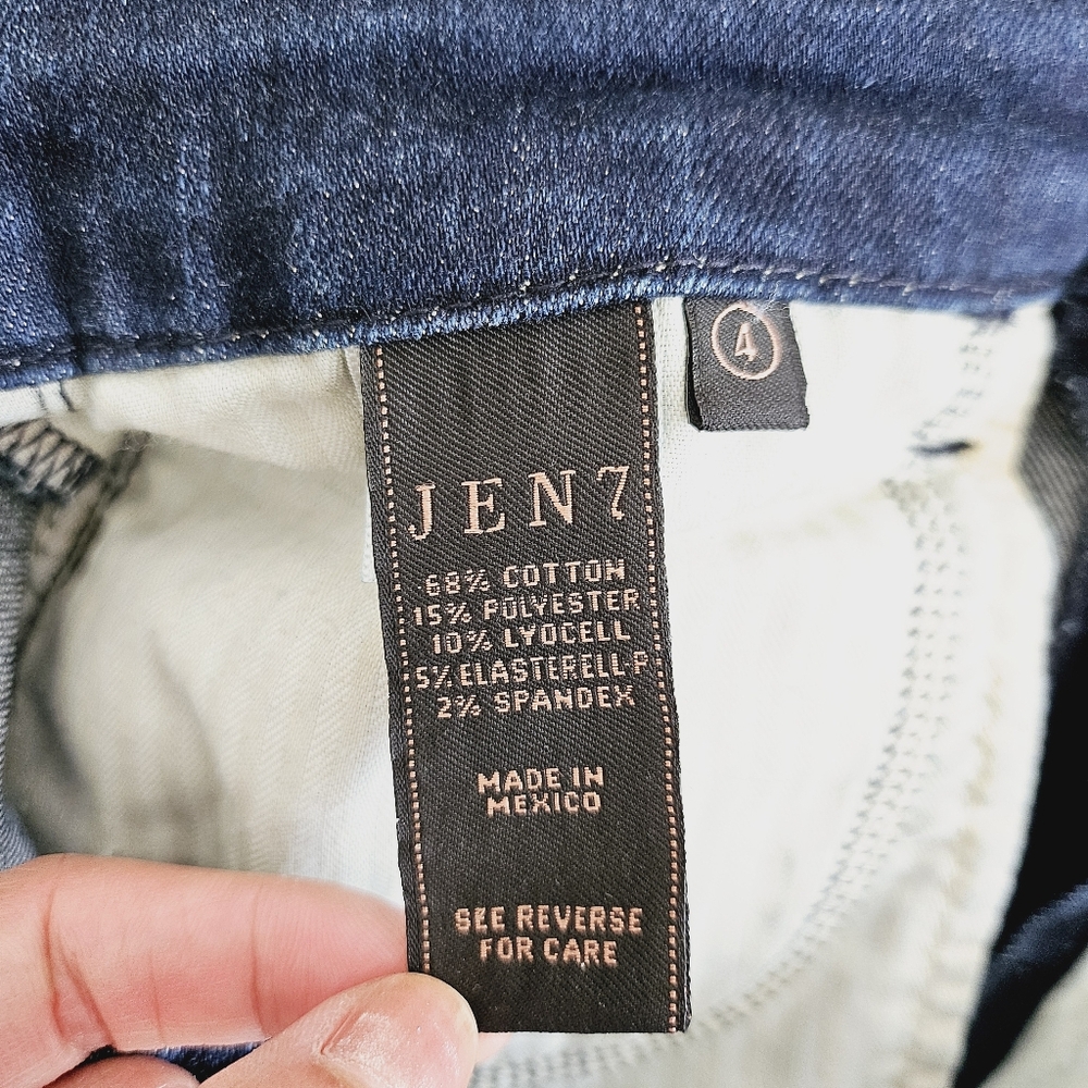 7 For All Mankind Jen 7 High Rise Ankle Jean Brass Metallic Embellished Floral - Picture 7 of 11